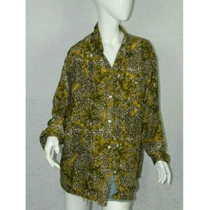 Vintage‎ Cote de France Blouse Brown Gold Shirt XL